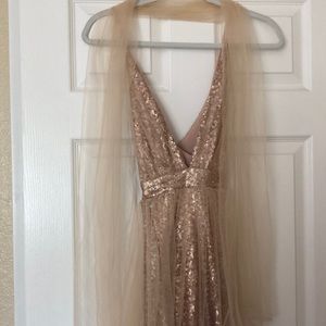 Kalani Hilliker PROMGIRL sequin rose gold/ champagne dress size L new with tags.